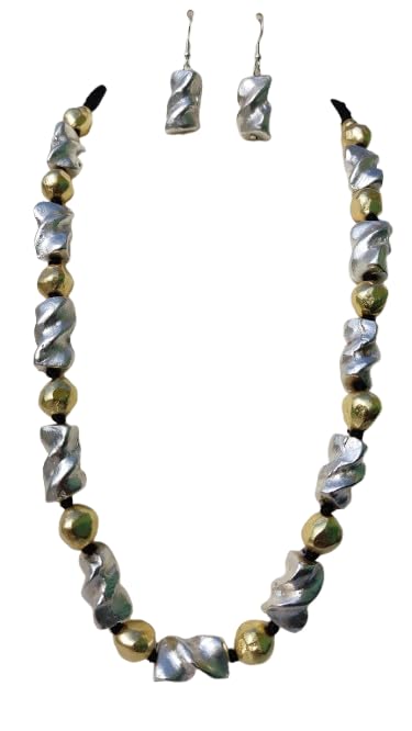 Brass bead jewelry | Silver and Golden color | Adjustable length-image-4