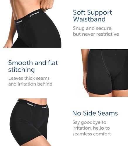 Comfneat Women's 4-Pack Boyshorts Cotton Spandex Boxer Briefs Stretchy Underwear Knitwear4