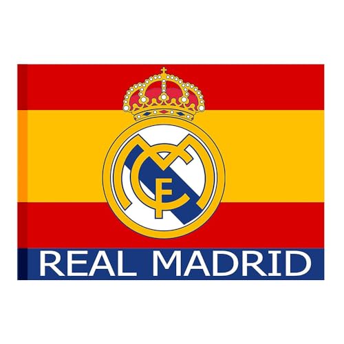 JYC CREATIVE Bandera Gorro Bufanda Oficiales de Equipos de Fútbol, Equipación Oficial Fútbol, Regalo de Equipo de Equipación (FR/ES, Letras, Talla única, Bandera, RMadrid)