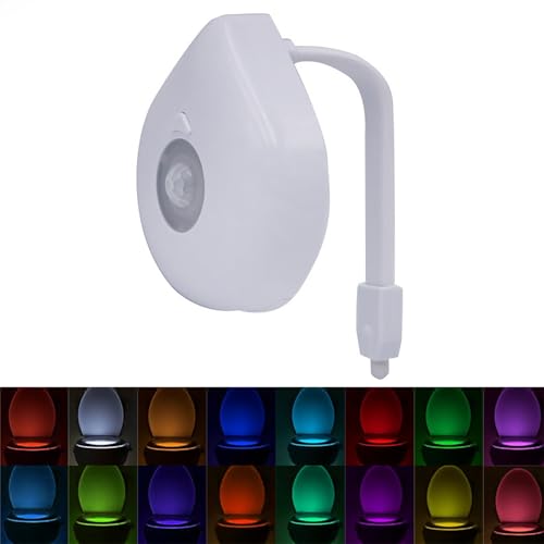AQSQWQ Toilette Licht WC-Nachtlicht, Toilettenschüssel Nachtlicht, 8 Farben WC Licht mit Bewegungsmelder zumToilettenbeleuchtung, für Kinder Badezimmer Hause