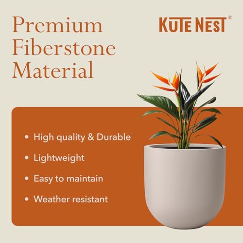 KUTE NEST 12" Premium Arco Fiberstone Patio Planter - Taupe by KUTE NEST - Used condition - Image 5