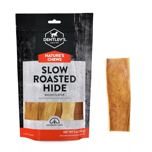 DENTLEY'S Nature's Chews Slow Roasted Hide Dog Chews, Bacon Flavor, Moderate Chew, 5 oz Bag
