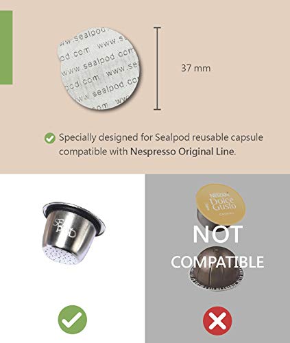 Seal Pod Reusable 2 Pods Bundle, Durable Stainless Steel Refillable Coffee Capsule Compatible With Original Machines, Includes 2 Pods, 2 Cover, 120 + 200 Sticker Lids #TOP1
