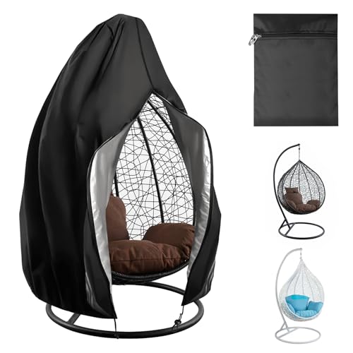 45W x 75H Hanging Egg Chair Cover and Storage Bag Egg Chair Covers Waterproof with Zipper Outdoor Single Seat Egg Chair Covers 210D Oxford Fabric Anti-UV Windproof (Single Seater 115 x 190cm)