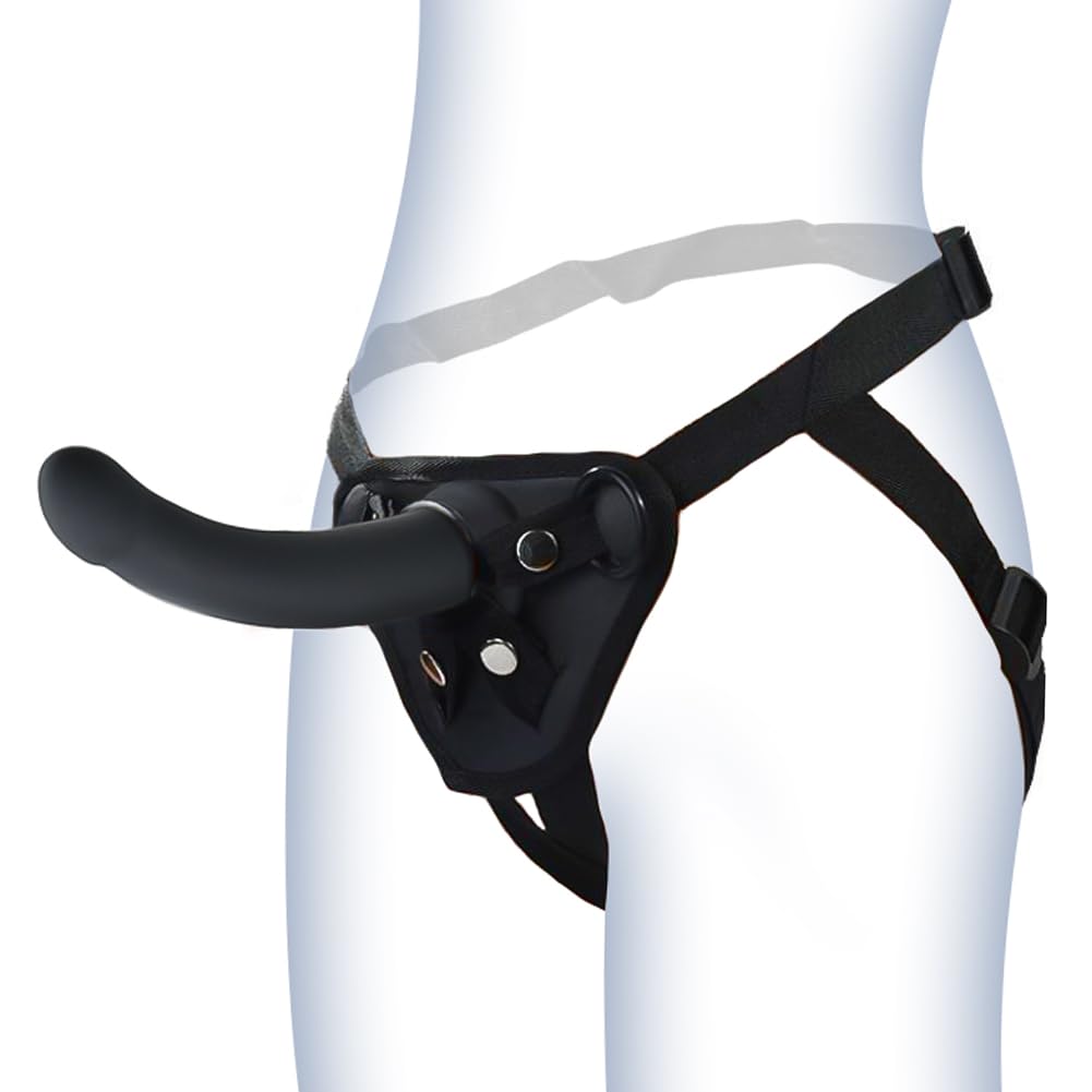 Silicone Suction Cup Dildo Harness Strap On Dildo Anal Sex Toys Butt Plug Vaginal Massage Female Masturbation for Women Lesbian Couple Romi (Black)