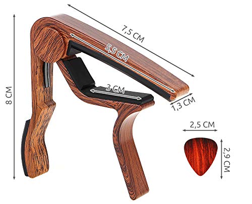 Malatec Capodastre Accessoire pour Guitare Acoustique et électrique Banjos – Changement Rapide avec 3 médiators en Bois… - Les Beatles, Paul McCartney, John Lennon, RIngo Starr, George Harrison Malatec Capodastre Accessoire pour Guitare Acoustique et électrique Banjos - Changement Rapide avec 3 médiators en Bois… – Image 3
