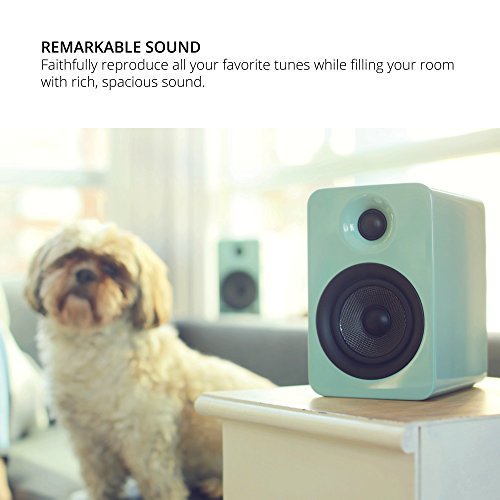 Image of Kanto YU4GB Powered Speakers with Bluetooth and Built-in Phono Preamp | Auto Standby and Startup | Remote Included | 140W Peak Power | Pair | Gloss Black