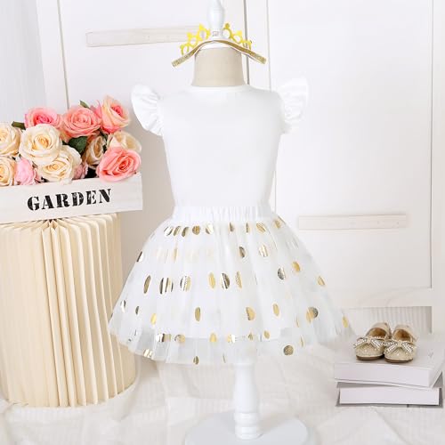 Image of LYSMuch Girls Birthday Outfit Birthday Girls Shirt Princess Tutu Tulle Skirt