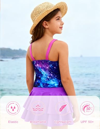 Image of ALISISTER Girls Tankini Swimsuit Two Piece Bathing Suits Summer Beach Swimwear with Shorts for 7-12 Years