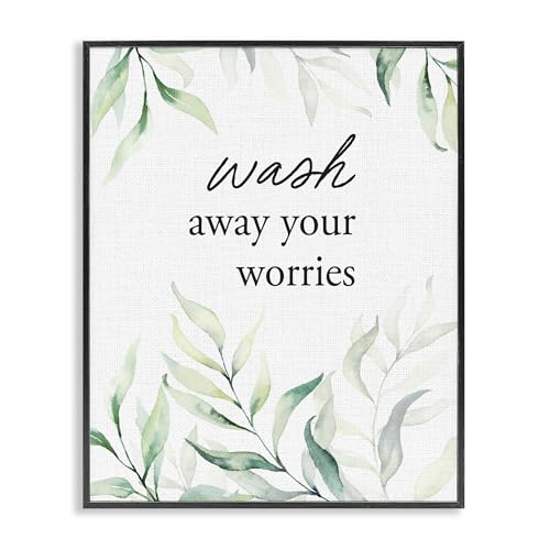 Impression giclée Wash Away Worries Greenery Stupell Industries cadre noir 35x28 cm