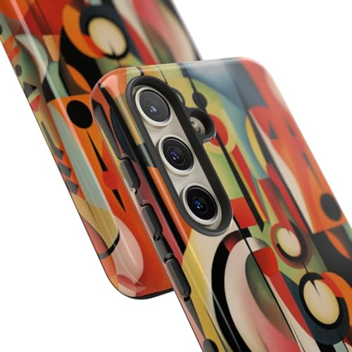 Coque rigide brillante Samsung S24 orange géométrique et abstraite - 2