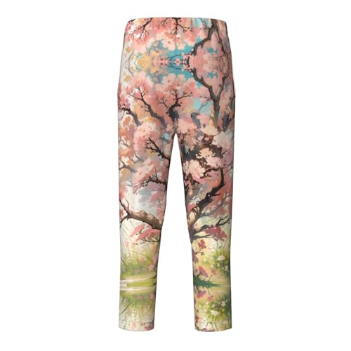 Pajama Pants Pajama Bottoms with Elastic Waistband Sleepwear Lounge Pants, Cherry Blossoms Tree Flowers 12