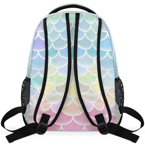 Mochila de escamas de colores ligera para evitar dolor de espalda en viajes 6