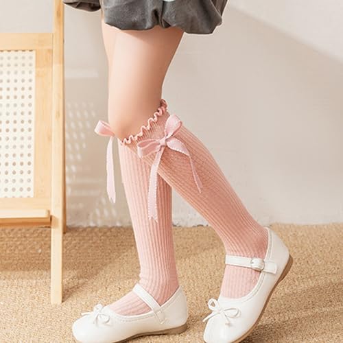 Bowknot Calf Socks for Girls 3-12 Year High Boot Socks Leg Covers Stockings Breathable Loose Socks Leg Warmer Stockings3