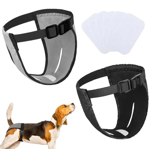 2 Paquetes Pantalones Pañales para Perros con 6 Toallas Sanitarias Bragas Protectoras Lavables Reutilizables Braguitas Higiénicas para Perros Hembras en Celo Sangrado Mensual (XL)