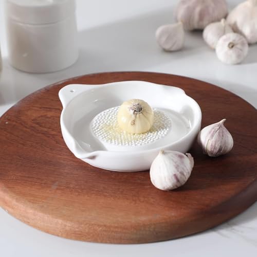 Image of Ceramic Handheld Ginger Garlic Grater Mini Mortar Spice Tool Kitchen Zester Citrus Fruit Grating Plate Nonstick Small Size Easy Clean Home Cooking Accessory (Big Size 16cm)