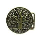 MULBA Vintage Style Alloy Belt Buckle American Cowboy Fashion Western 3D Engraved Cow Bull Head Belt Buckles (Tree of Life-Bronze)