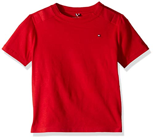 Tommy Hilfiger Boys' Adaptive T Shirt with Magnetic Closure at Shoulder, Apple Red