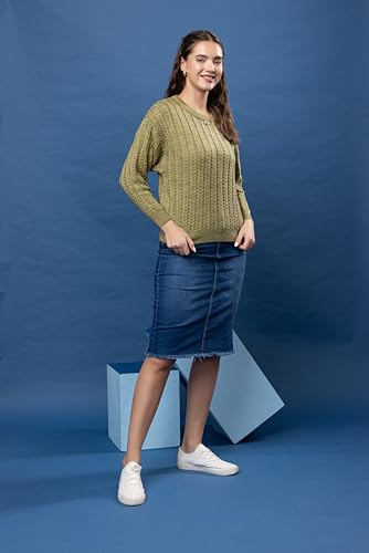 Image of Wear lusso Women's Woolen Cable Knit Pullover Sweater | Full Sleeve Round Neck Winter Wear | 100% Wool Soft & Warm Stylish Sweater for Girls, Ladies & Women | Cozy Casual Winter Fashion