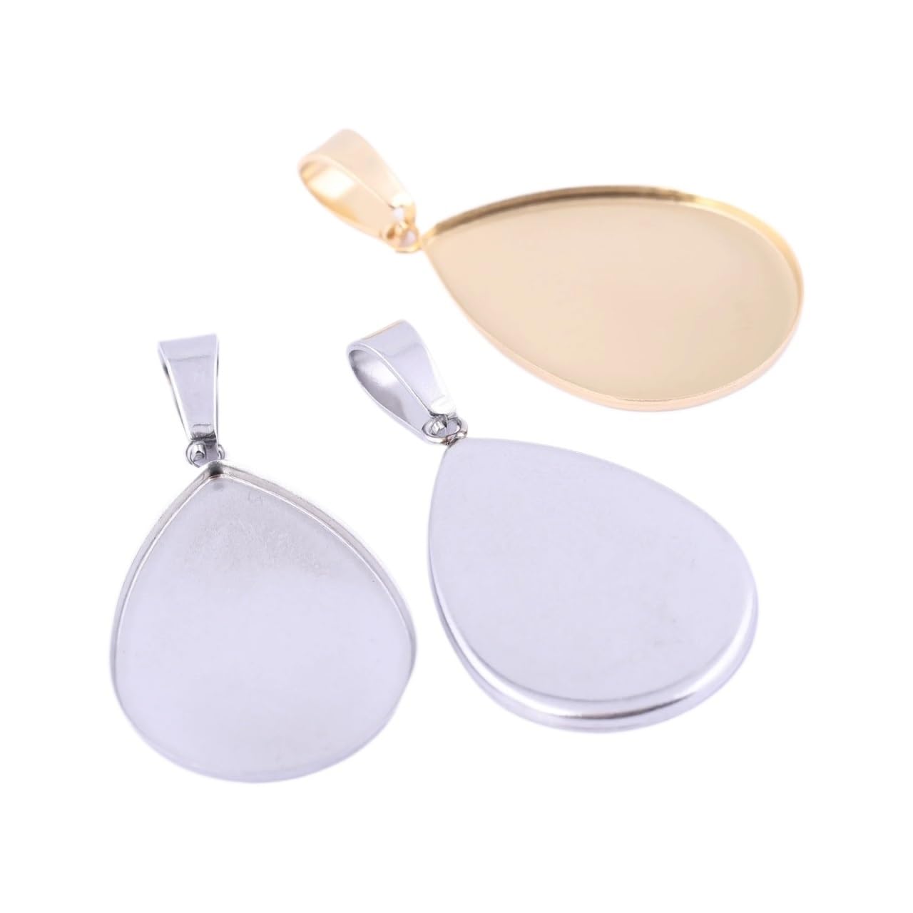Podstawki do wisiorków, Tace na zawieszki z ramką w kształcie łezki o wymiarach 18 x 25 mm(Gold Plated)