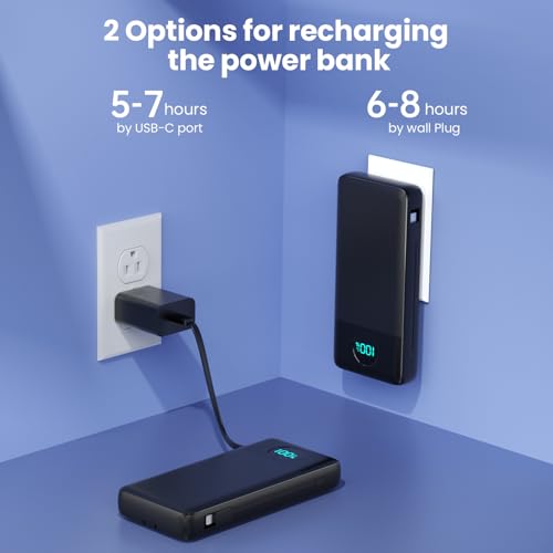 Portable Charger 33800mAh USB C Power Bank with Built-in Cables & AC Wall Plug,25W Fast Charging+QC 4.0 Phone Charger,4 Output Travel Essentials Battery Pack for iPhone16/15/14/13,Samsung,Android etc - Image 6