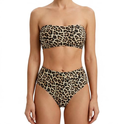 HTTDSLF Bikini Damen Set, Damen Leopard Badeanzüg Bikini Set