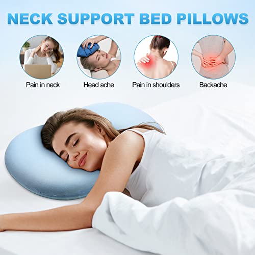 2 Pcs Memory Foam Pillows For Neck And Shoulder Pain Neck Pillow For Pain Relief Sleeping Ergonomic Pillow Orthopedic Contour Support Bed Pillows For Side Back Stomach Sleeper #TOP4