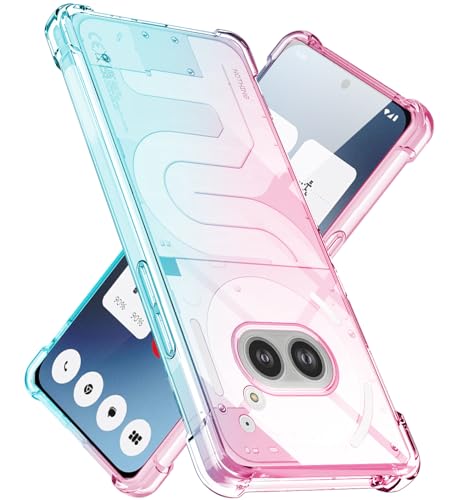 Nothing Phone 2a ケースクリア TPU 薄型 軽量 グラデーション色 ケース 耐衝撃 米軍MIL規格取得 滑り止め 黄変防止 防塵 一体型 人気 携帯カバー(ピンクグリーン)