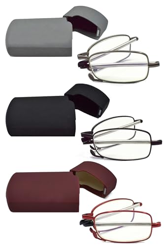 2 pares de óculos de leitura unissex compactos e dobráveis com pr...