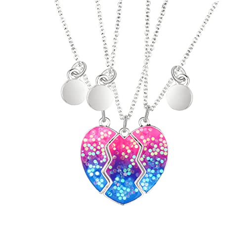 Heartbreaking Love Necklace Good Friends Children’s Necklace ThreeFriends Set Children’s Headwear Pendant Costume Pearl Necklace Long (Pink-A, One Size)