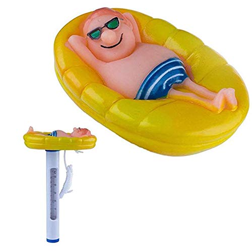 N/O Thermomètre de piscine flottant avec corde - Incassable - Pour piscines extérieures et intérieures, spas, jacuzzis, aquariums et étangs à poissons -...