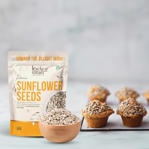 Image of KitchenSmith Premium Sunflower Seeds - Pack of 5 (200gm Each) | Packed With Protein | Fiber & Nutrients For Energy | Heart Health & Skin Glow | Rich In Dietary Fibre & Protein | Source of Iron