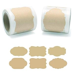 Zelfklevende stickers van kraftpapier , zelfgemaakte stickers van kraftpapier Zelfgemaakte etiketten Stickers voor keuken, huishouden, geschenkverpakkingen, glazen fles 2 rollen Totaal 500 stickeretiketten