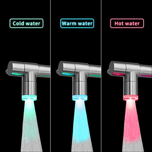 AIMADI Pull Down Kitchen Faucet with Sprayer,Commercial Single Handle Stainless Steel Brushed Nickel Kitchen Sink Faucet with LED Light