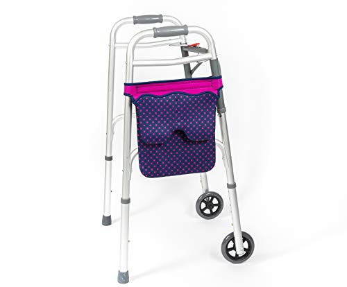 Tasche für Gehhilfen und Rollator (Rosa Punkte)