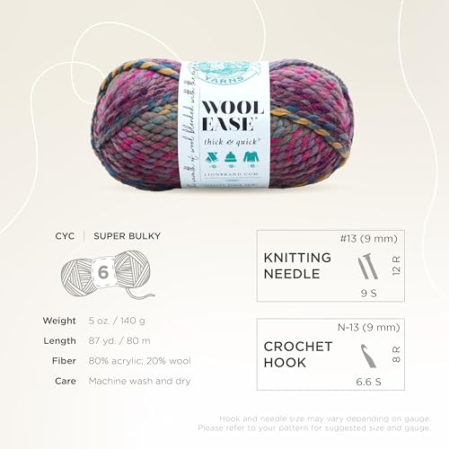 Image of Lion Brand Yarn Wool-Ease Thick & Quick Yarn, Soft and Bulky Yarn for Knitting, Crocheting, and Crafting, 1 Skein, Astroland | Super Bulky Wool Acrylic Blend Fiber for Soft Hats, Sweaters, Chunky Blankets, Yarn for Crochet, Knitting, Crafts, Weaving