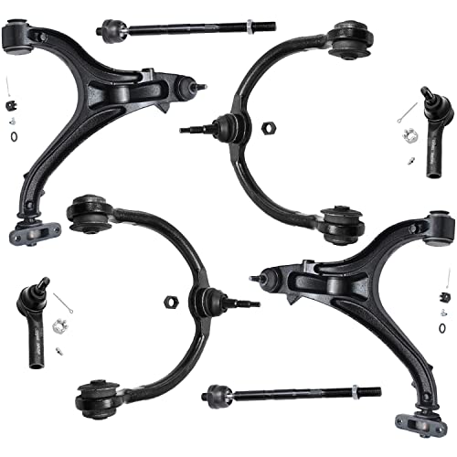 Image of Detroit Axle - 8pc Front End Control Arms Kit for 2005-2010 Jeep Grand Cherokee Commander, 4 Upper & Lower Control Arms w /Ball Joints 4 Outer & Inner Tie Rods 2006 2007 2008 2009 Replacement