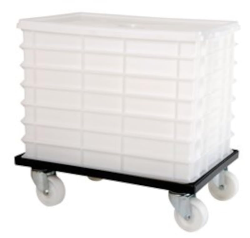 Set kit pizzeria Carrello box-service per cassetta pizzeria in plastica con ruote contenitore lievitazione pizza con coperchio 60x40x7h (Carrello+10 Cassette+1 Coperchio)