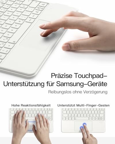 Teclado para Samsung Galaxy Tab S10 FE Inateck AceTouch giratorio horizontal y vertical QWERTZ 3