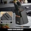 YOSFO Kitchen Knife Set,15 Pcs Knife Set with Block and Sharpener,High Carbon Stainless Steel Ultra Sharp,Dishwasher Safe