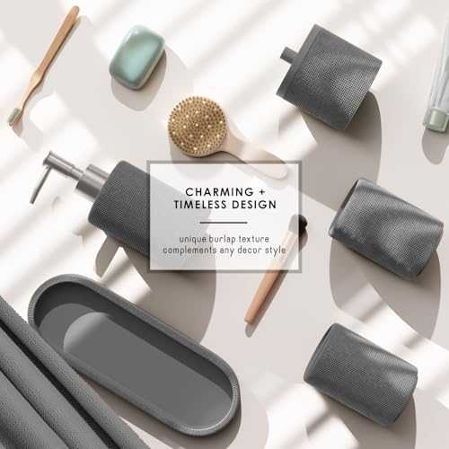 Clara Clark Grey Bathroom Set - Bathroom Sets with Shower Curtain and Rugs, 21PC Bathroom Accessory Set, Shower Curtain Set with Soap Dispenser & Toothbrush Holder by Clara Clark - Image 6