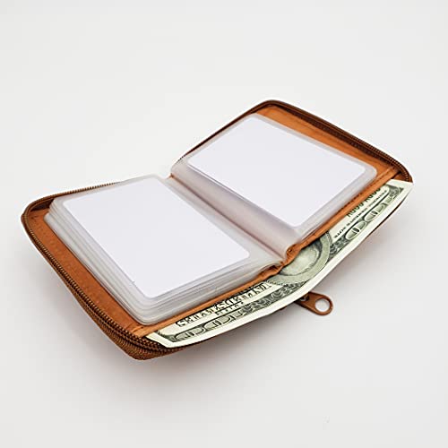Image of ag wallets AG Wallets Mens Zip Around Leather Wallet with Inserts (Tan)