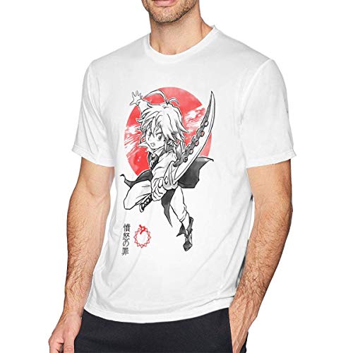 RO&CO XCxBlAN Homme's T-Shirt The Seven Deadly Sins Dragon Wrath Meliodas Motif imprimé Blanc XX-Large