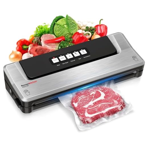 Bonsenkitchen Máquina seladora a vácuo alimentício para alimentos, máquina seladora de vácuo com kits de máquinas seladoras de vácuo, protege os alimentos da desidratação e queima