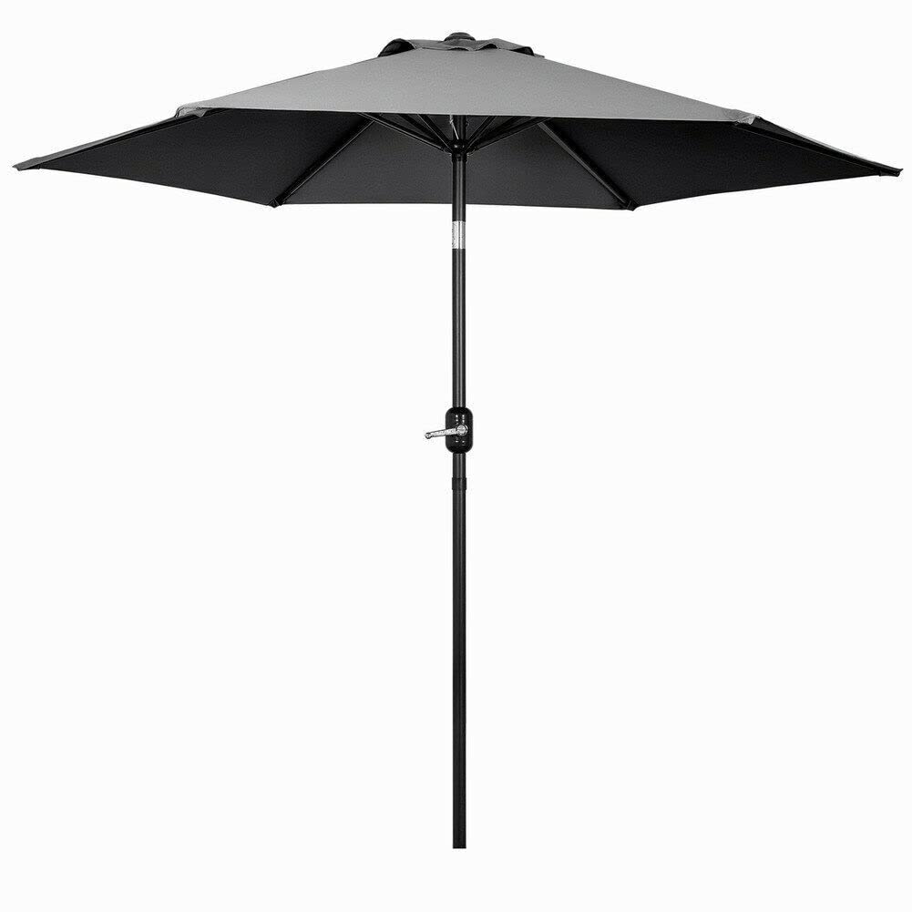 WDSOPK Round Garden Parasol Sun Shade Outdoor Beach Crank Tilt 2.5M Grey Patio Umbrella