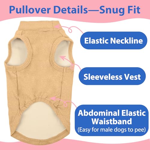 Image of Soft Fleece Dachshund Sweater for Cold Weather, Khaki, XS | Warm Sleeveless Small Dog Clothes, Stylish Pullover Sweatshirt for Mini Dachshunds, Chihuahuas,Autumn Winter Outdoor Wear