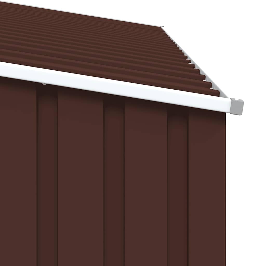 Garten Brennholzlager Geräteschuppen aus verzinktem Stahl Braun 245x98x159 cm mit schrägem Dach und großzügigem Stauraum für Gartenhaus, Gerätehaus, Werkzeug und Fahrräder
