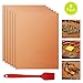Produktbild HAUSPROFI Grillmatte, 100% Antihaftend BBQ Grillmatten bis 260°C, 6er Set mit 1 Grillbürste, FDA Zugelassen PFOA Frei, für Holzkohlegrill, Gasgrill oder Elektrogrill (40x33cm, Kupfer)