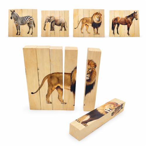 Image of Wooden Animal Puzzle Toy for Kids | Montessori Educational Toy for Toddlers | Learning Block Game for 2-6 Years Boys & Girls | Eco‑Friendly Wooden Toy Gift Set for Preschool Education