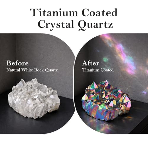 rockcloud Natural Titanium Coated Rainbow Crystal Quartz Cluster Geode Druzy Home Decoration Gemstone Specimen